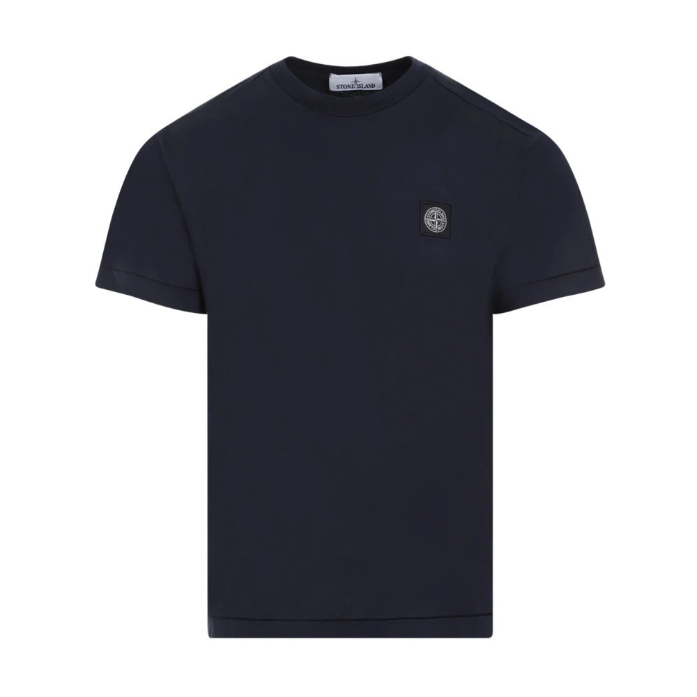 Stone Island Blauw Katoenen Jersey T-shirt met Compass Patch Blue Heren