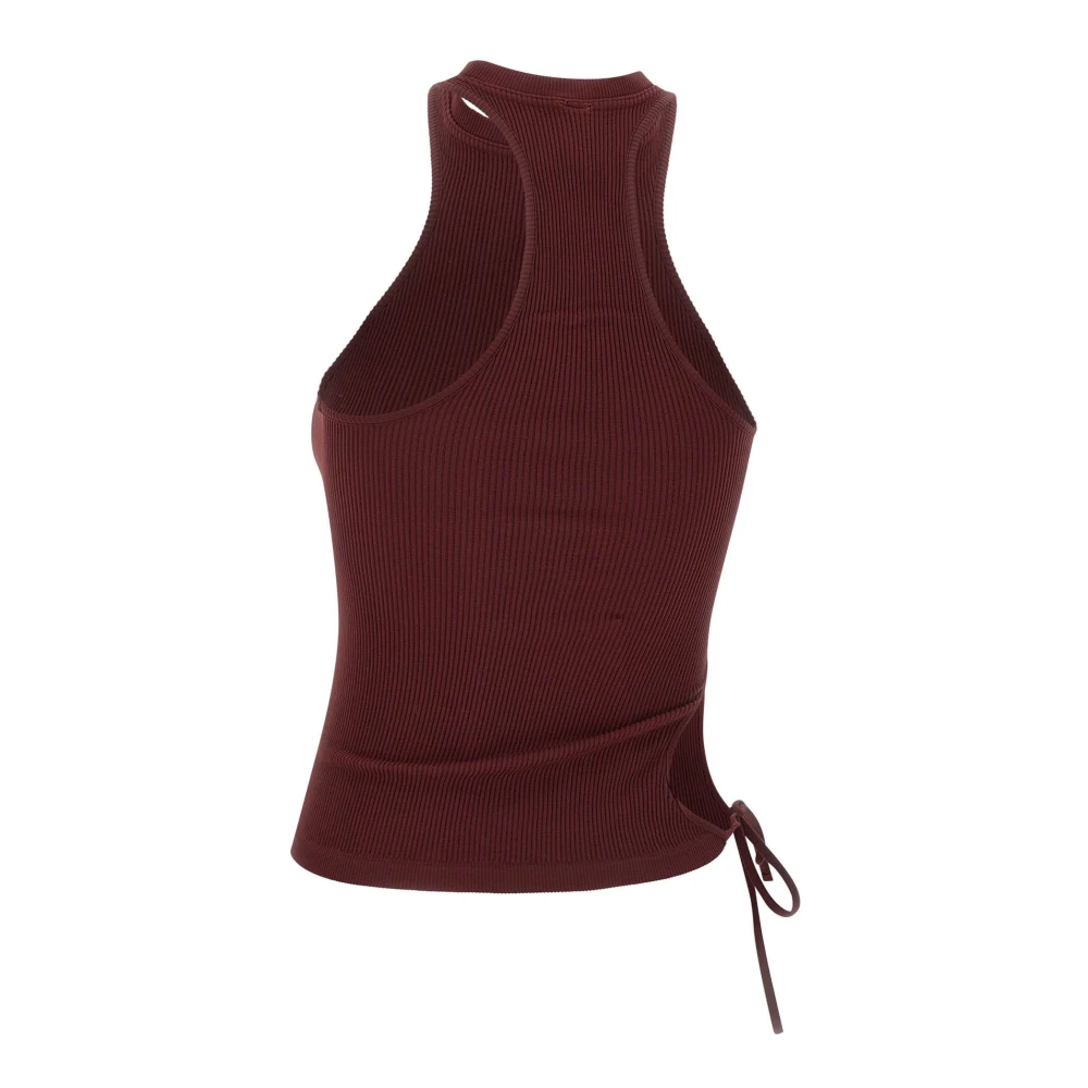 Andrea Adamo Bordeaux Rib Jersey Top Red Dames
