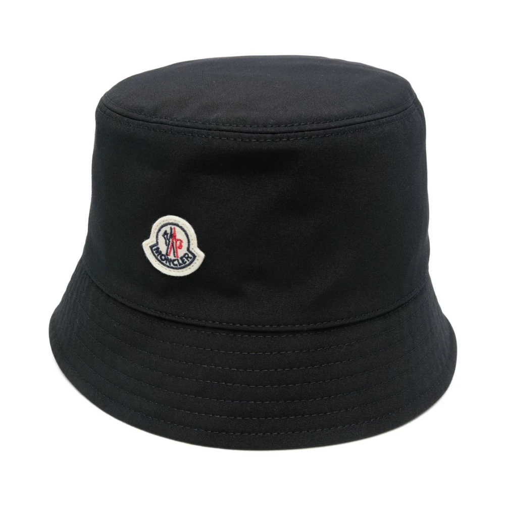 Moncler Zwarte Platte Kroon Smalle Rand Hoed Black Dames