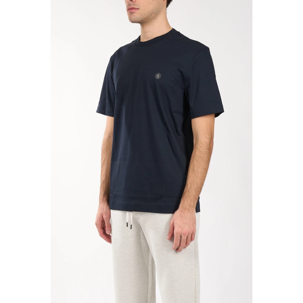 Hugo Boss Katoenen T-shirt met Patch Logo Blue Heren
