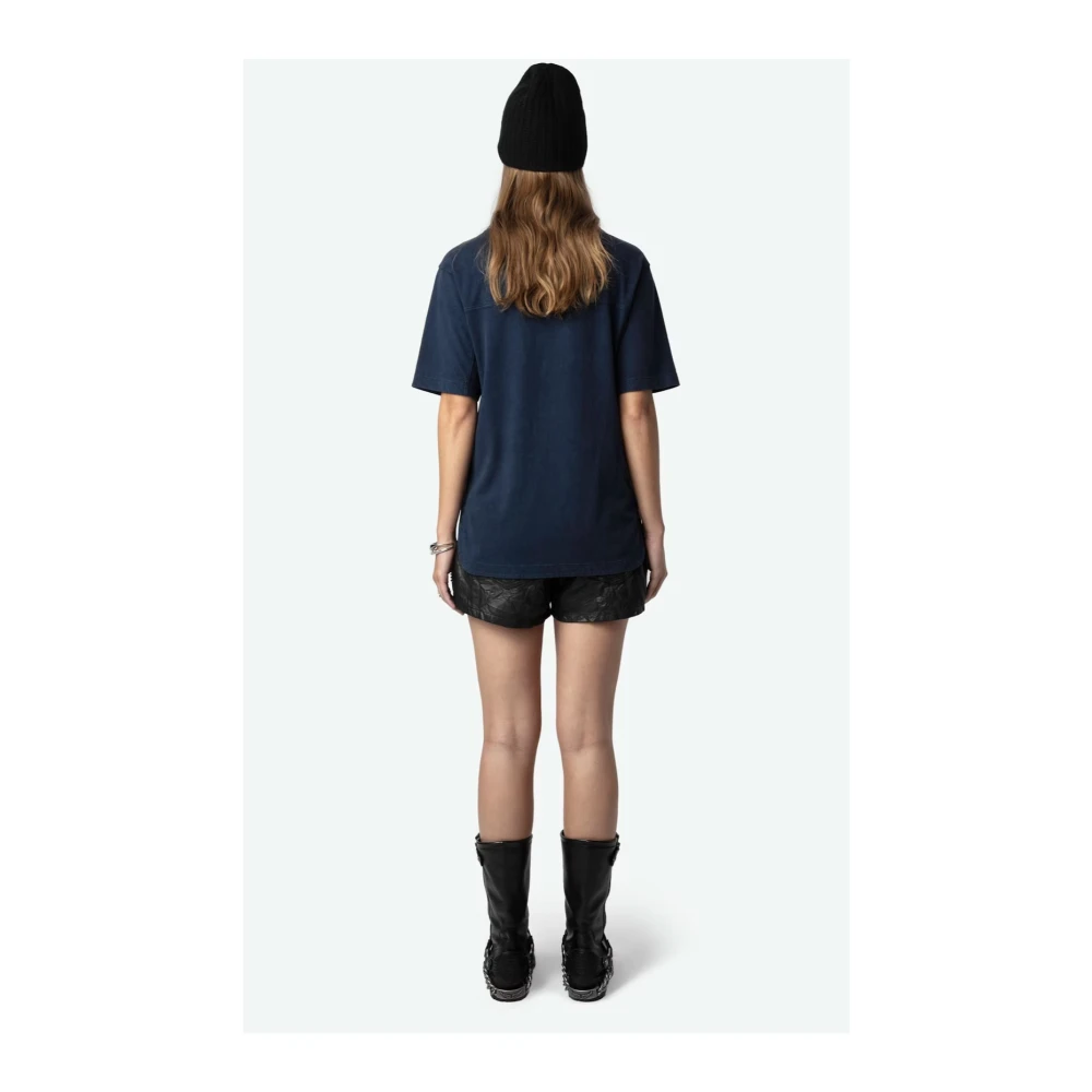 Zadig & Voltaire Vintage Blauwe Strik T-shirt met Voltaire Blue Dames