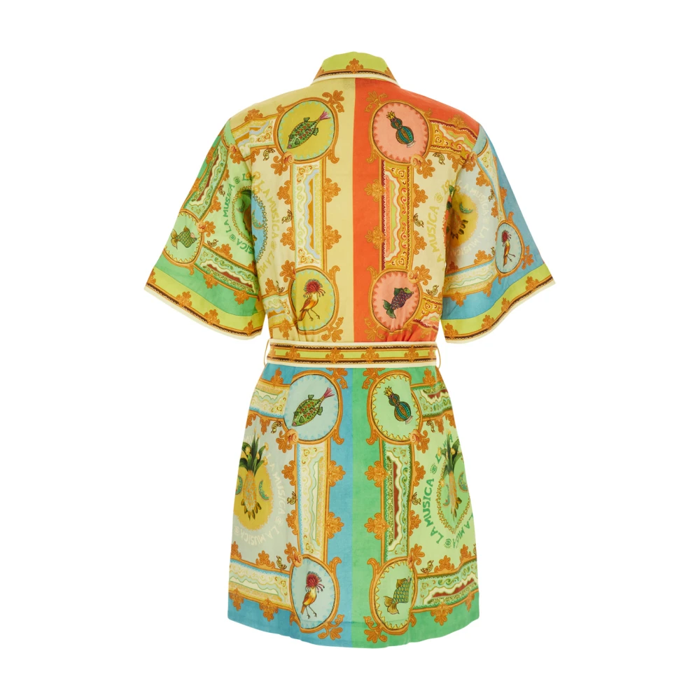 Alemais Grafische Print Linnen Jurk Multicolor Dames
