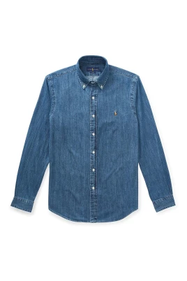 Blå Slim Fit Jeansskjorta