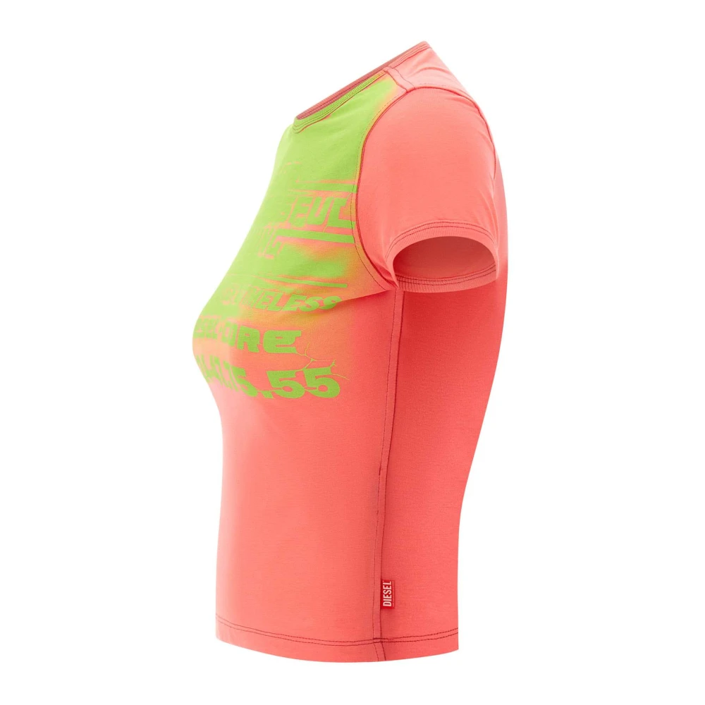 Diesel Roze Katoenen T-shirt met Maxi Print Pink Dames