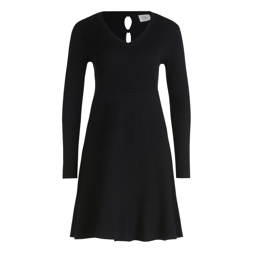 Vera Mont Elegant V-Neck Knit Dress Black Dames
