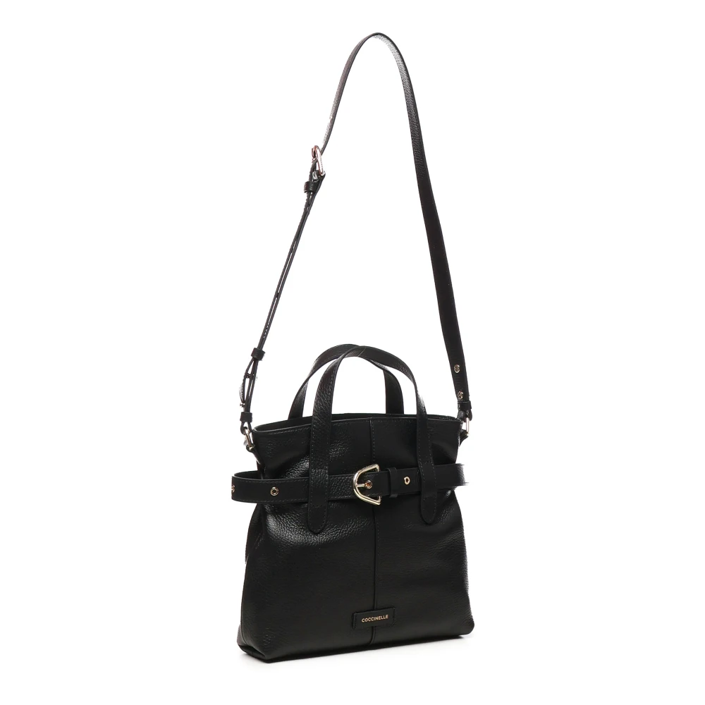Coccinelle Zwarte Bucket Bag met Decoratieve Riem Black Dames