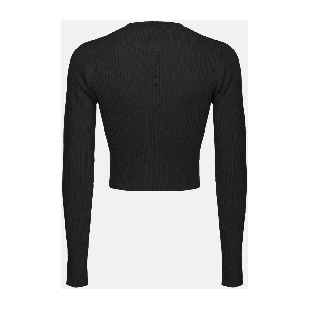 pinko Stretch Wol Ribgebreide Trui Black Dames