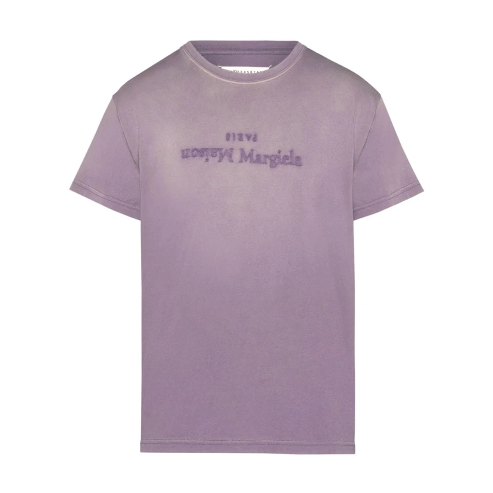 Maison Margiela Paarse Distressed T-shirts en Polos Purple Dames