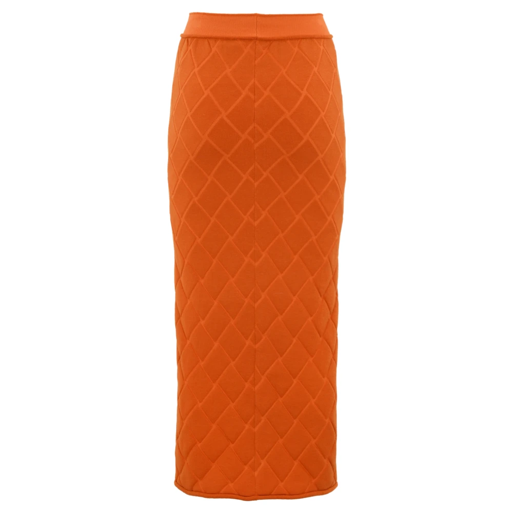 Liviana Conti Diamant Jacquard Wollen Rok Orange Dames