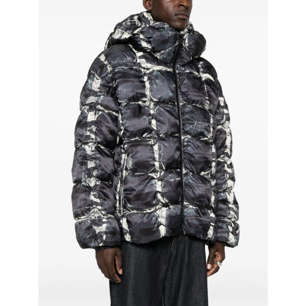 Diesel Camouflage Hooded Pufferjas Gray Heren