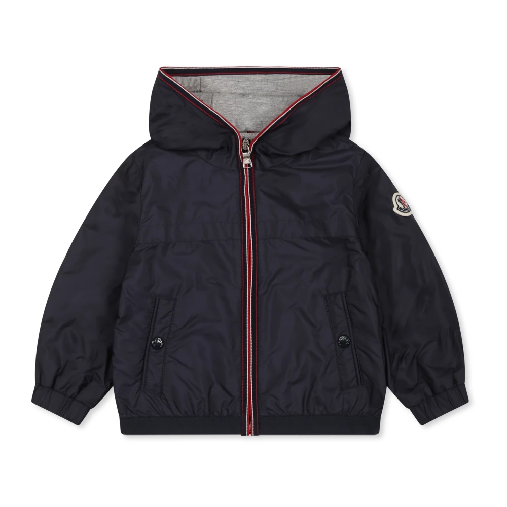 Moncler Unisex Kids Blue Light Jackets,, Wind Jacket With Logo Patch Medium