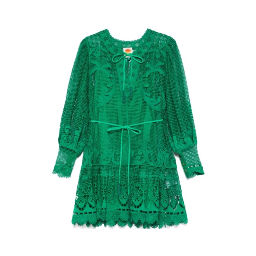 Farm Rio Groene V-hals Knoopmanchet Jurk Green Dames