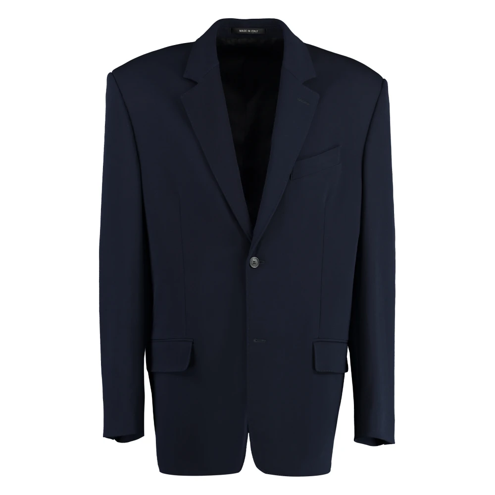 Balenciaga Garde-Robe Wollen Jas Blue Heren