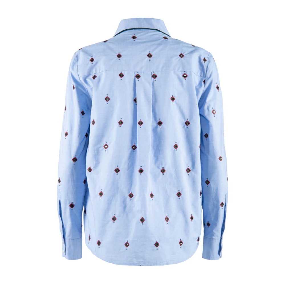 Nenette Blauwe Pailletten Zak Shirt Blue Dames