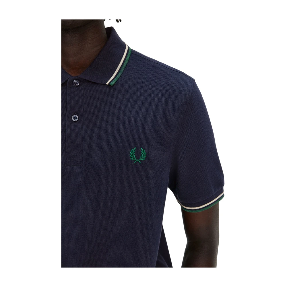 Fred Perry Blauw Poloshirt met Dubbele Streep Blue Heren