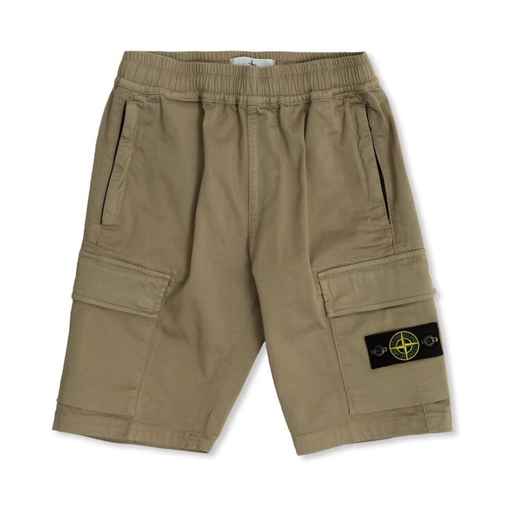 Stone Island Boys Beige Shorts,, Cargo Bermuda Shorts Size 10 Y