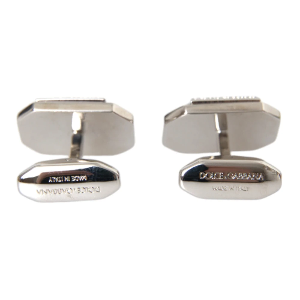 Dolce & Gabbana Kristallen Manchetknopen Zilver Oranje Logo Gray Unisex