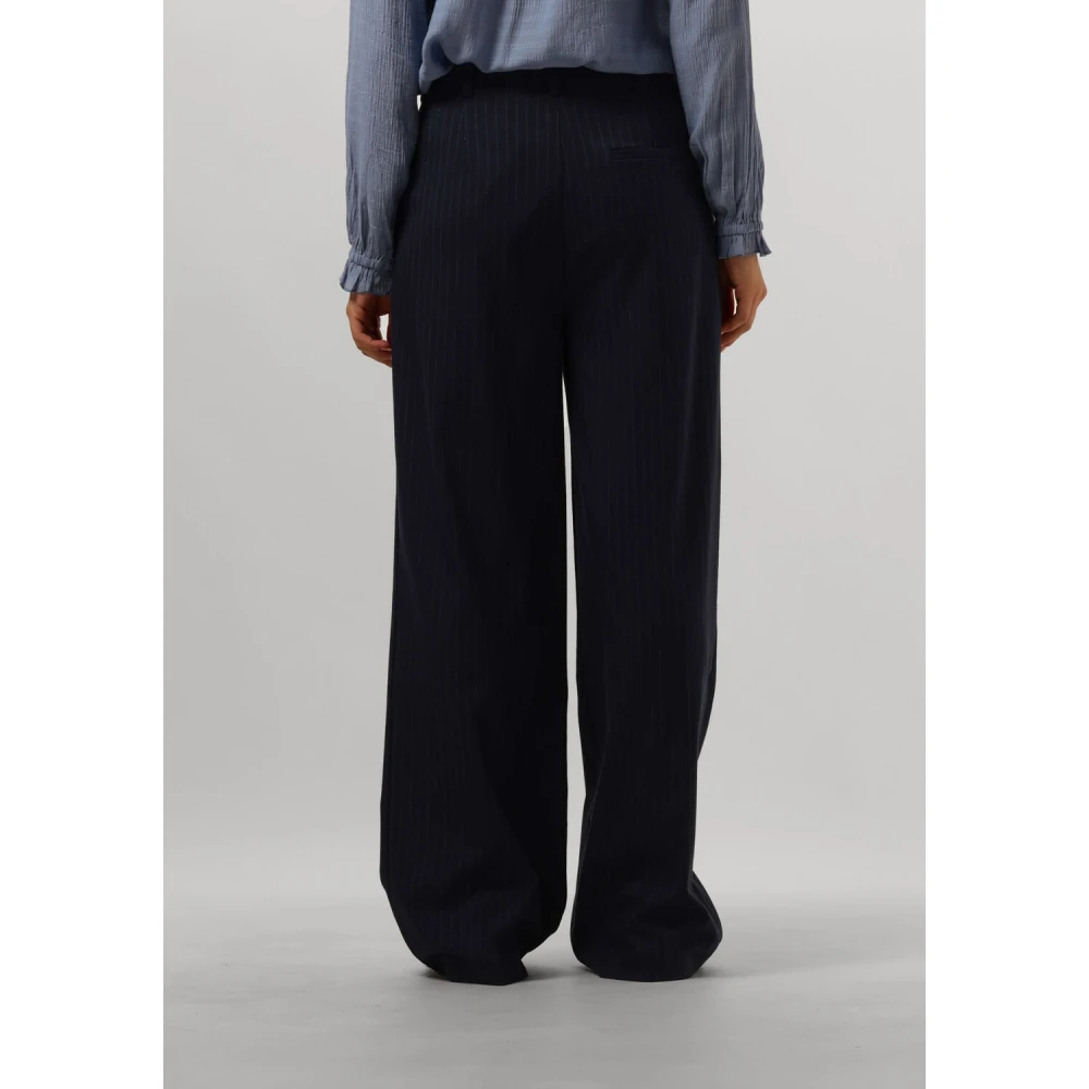 Lollys Laundry Navy Gestreepte Elegante Polyester Broek Blue Dames