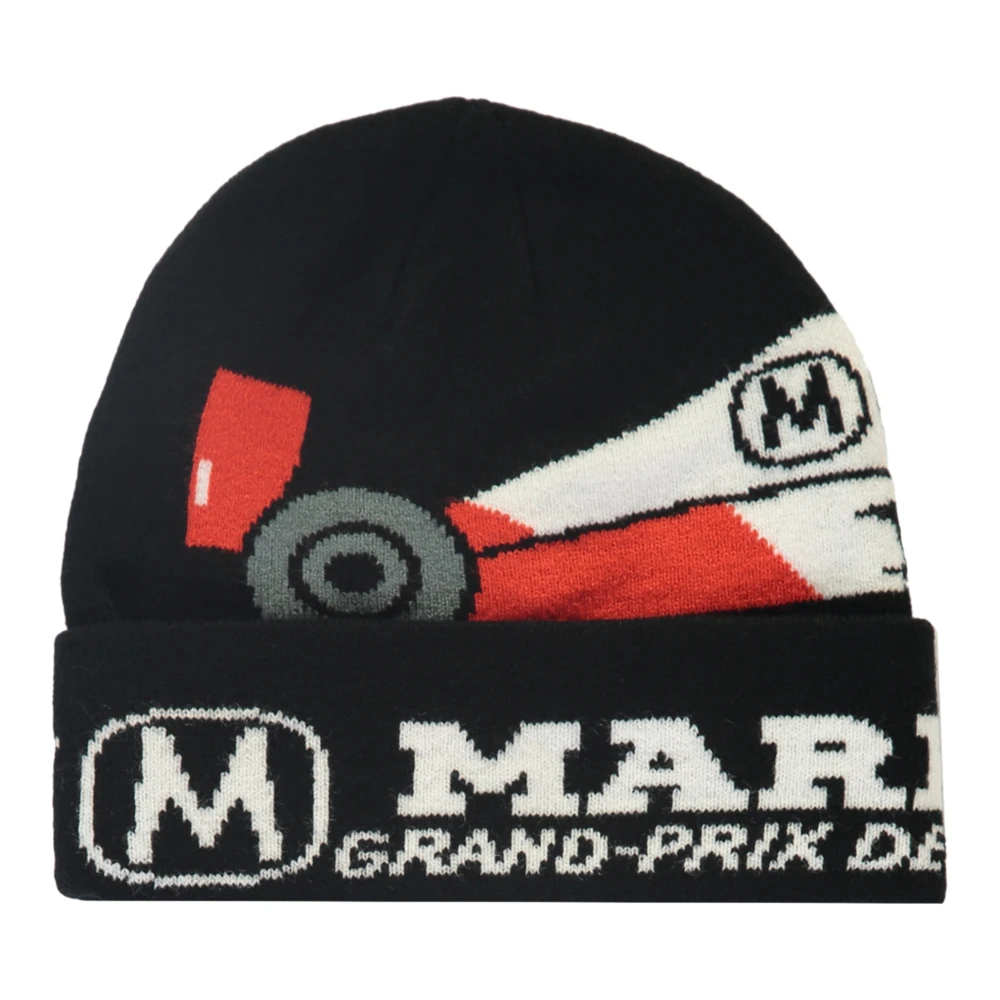 Market Intarsia Gebreide Muts Hat Black Heren