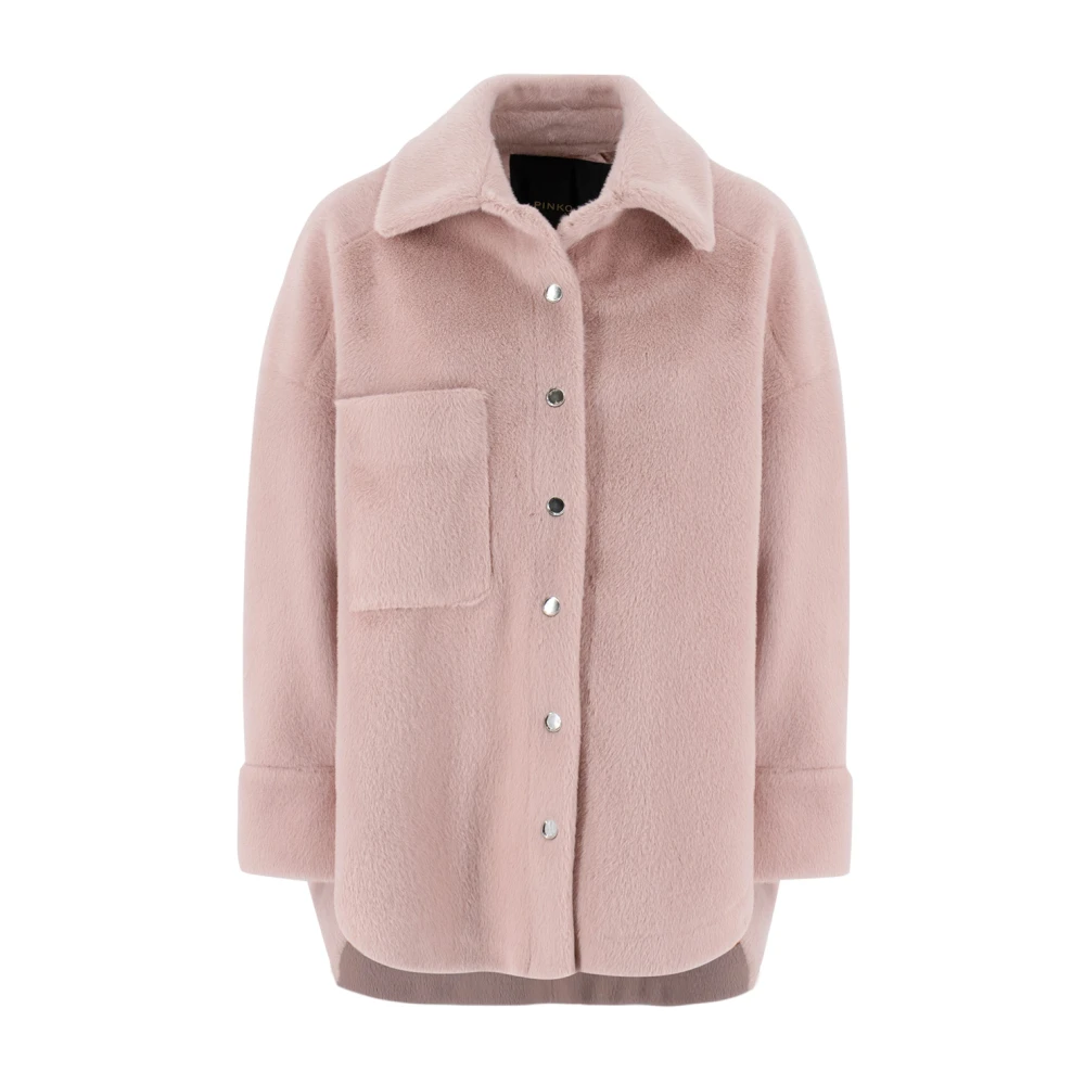 Pinko Imitatiebont Shirt-Stijl Jas Pink Dames