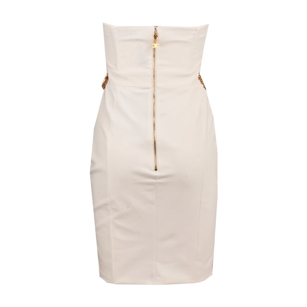 Elisabetta Franchi Korte jurk met geborduurde bustier en gedrapeerde rok White Dames