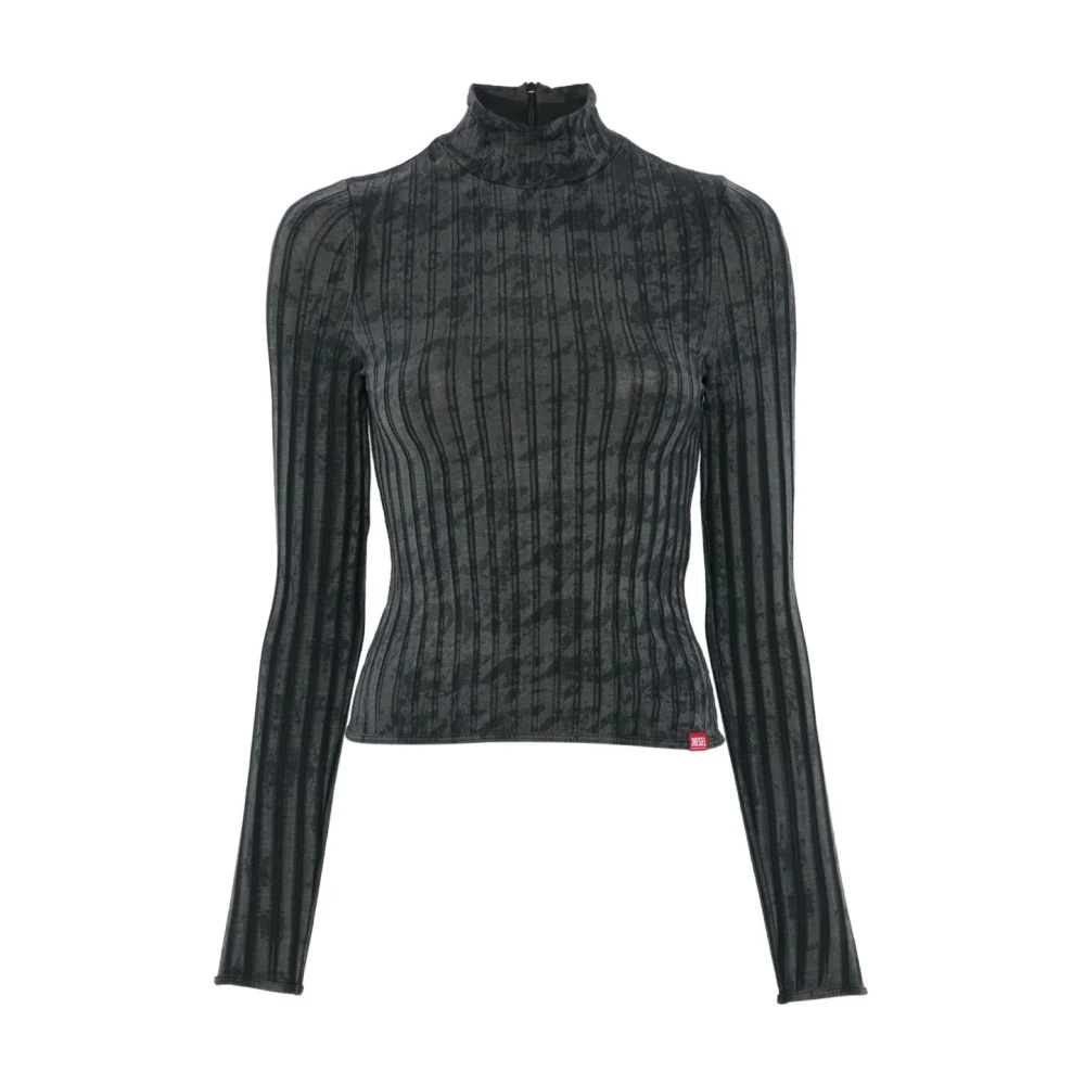 Diesel Grå Clawa Ribbed Mock Neck Top