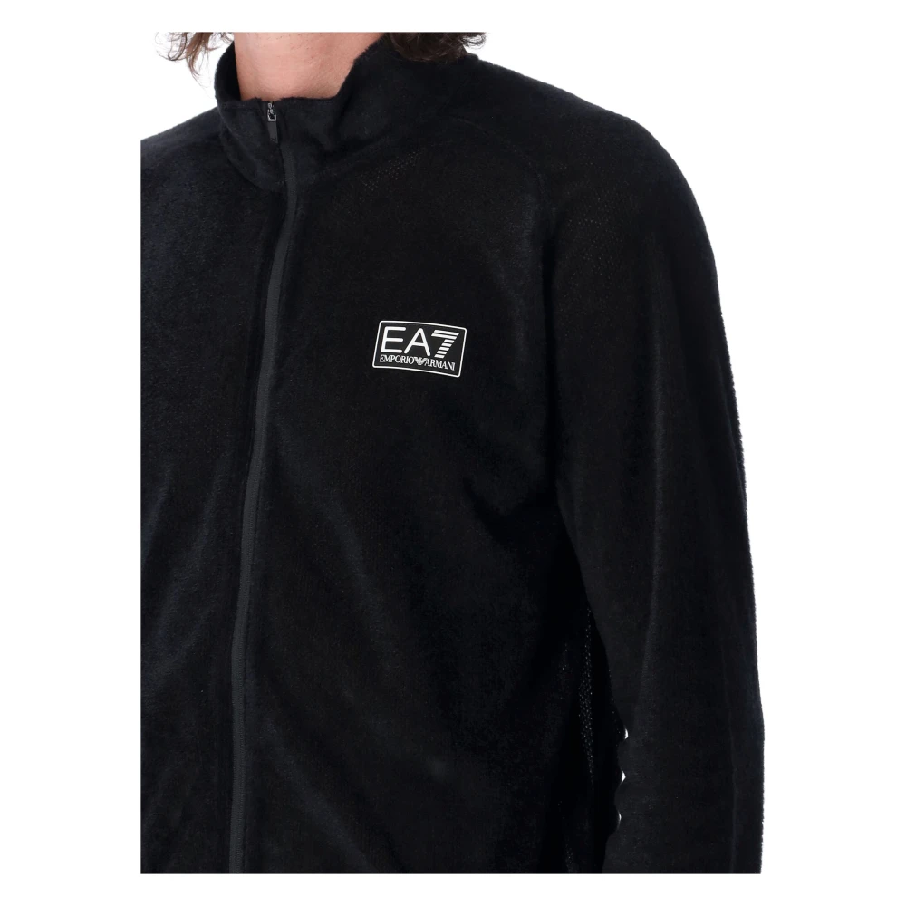 Emporio Armani EA7 Zwarte Zip-Up Jas Ventus7 Stof Black Heren