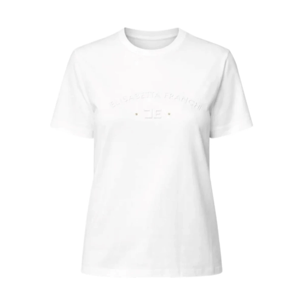 Elisabetta Franchi White T-Shirts, Female, Xs, Logo T-Shirt