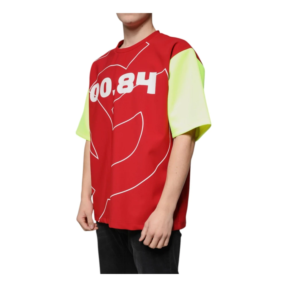 Dolce & Gabbana Multicolor Logo Katoenen Crew Neck T-shirt Red Heren