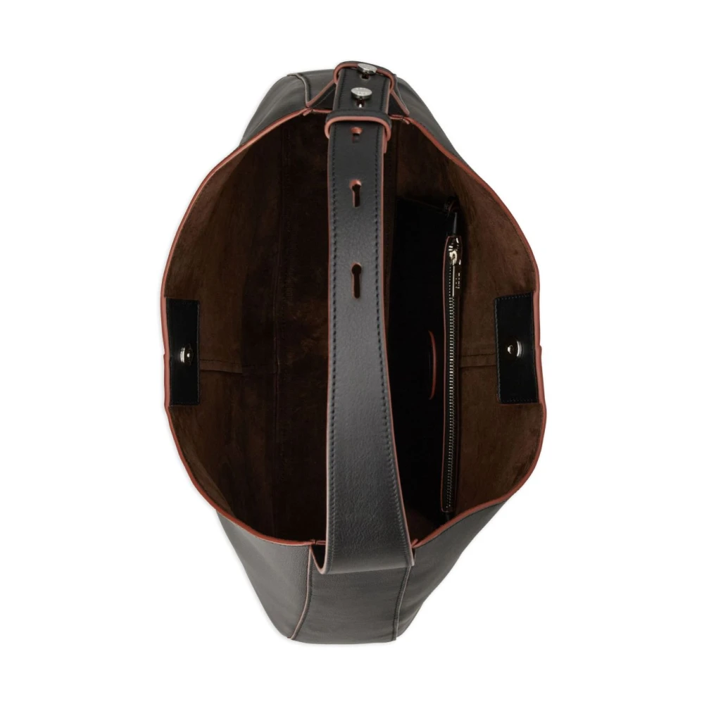 TOD'S Zwarte leren schoudertas met logo Black Dames