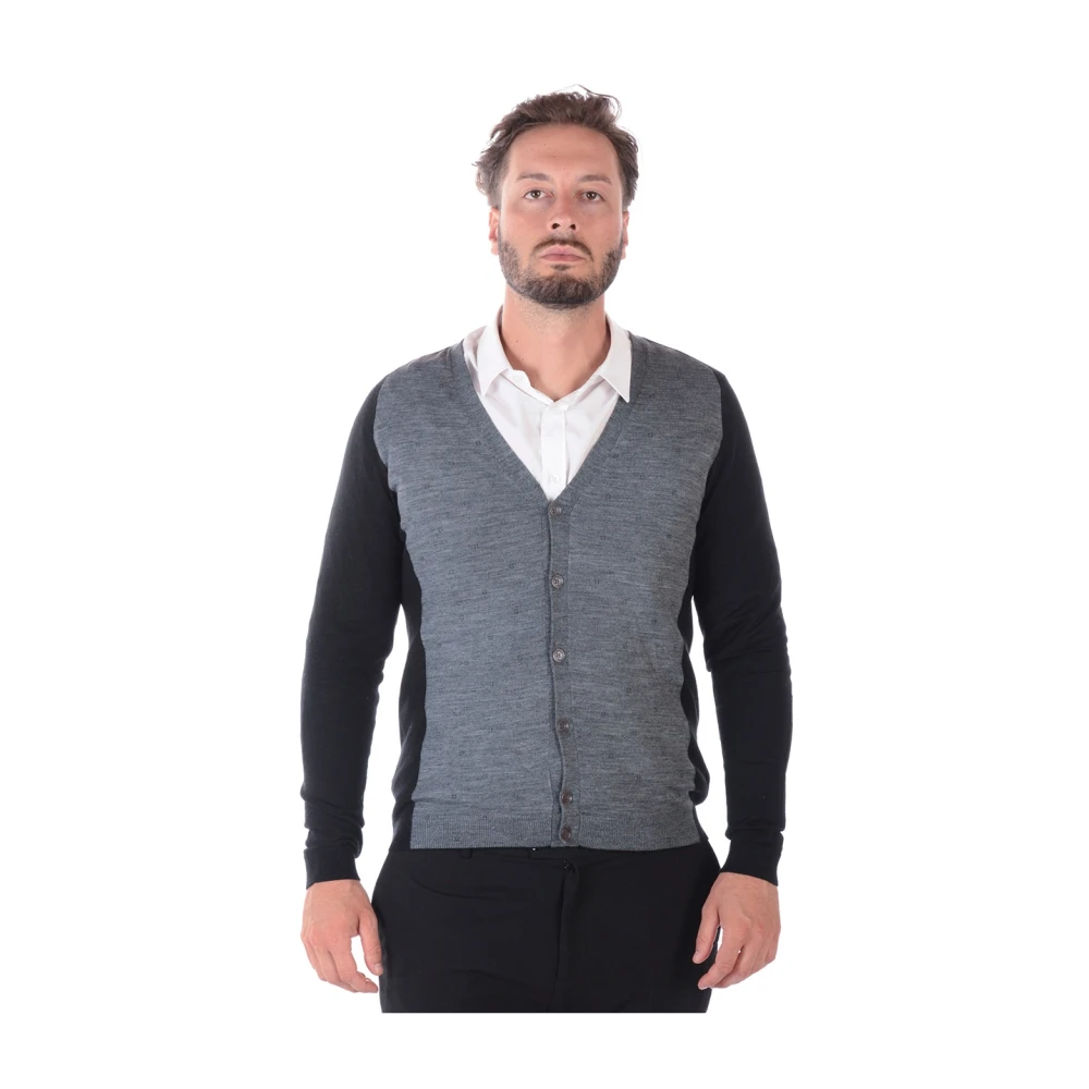 Daniele Alessandrini Bicolor Cardigan Sweater Pullover Gray Heren