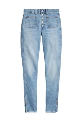 High Waist Button Fly Skinny Jeans