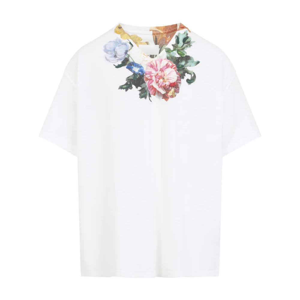 Maison Margiela Men's White Flower Print Jersey T-Shirt - T-Shirts - L - Tops
