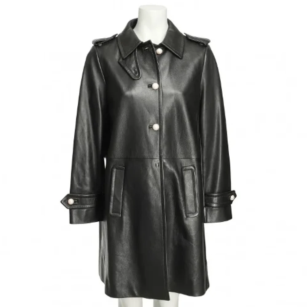 Miu Pre-owned Leather outerwear Black Dames