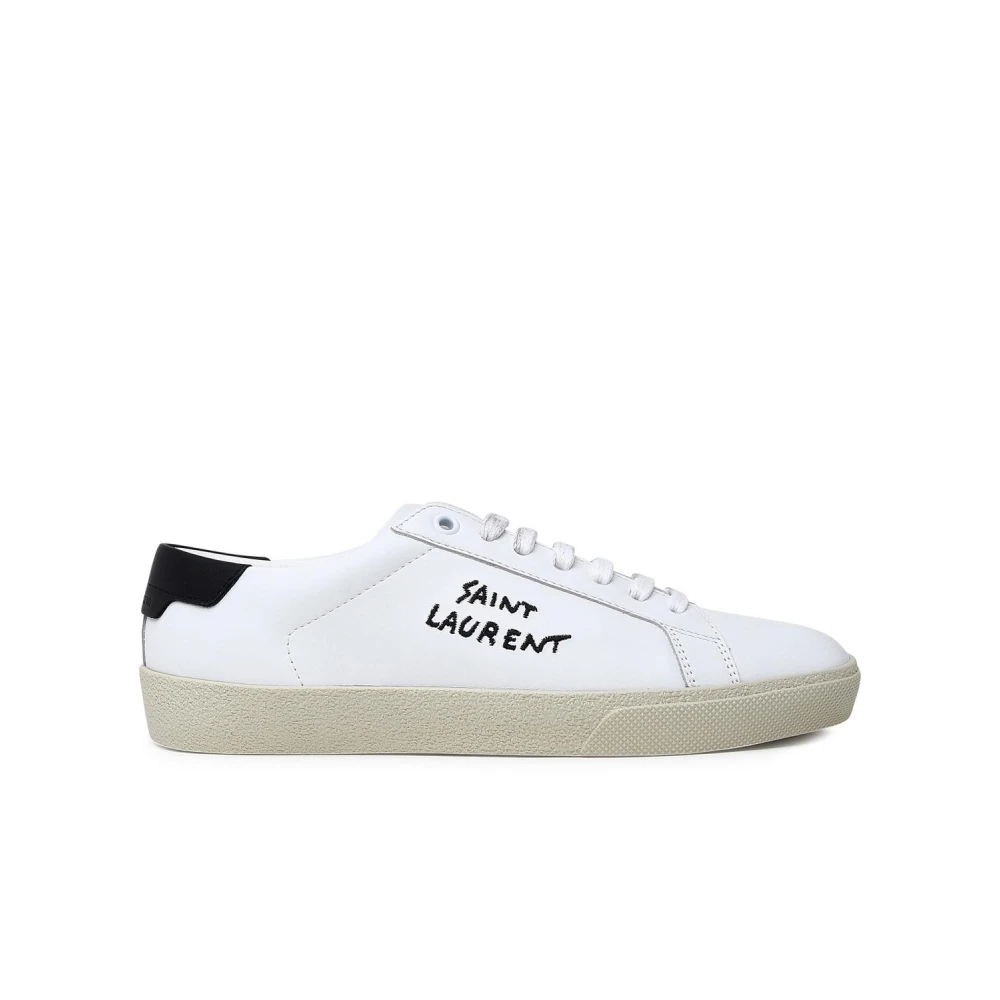 Saint Laurent Men's White Court Classic Sl/06 Embroidered Sneakers