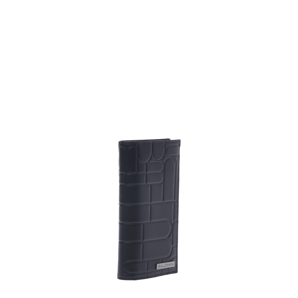 Baldinini Document holder in black quilted leather with monogram Black Heren