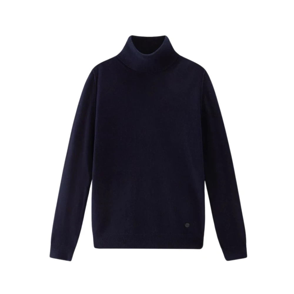 Woolrich Blå Melton Ullblandning Höghalsad Tröja