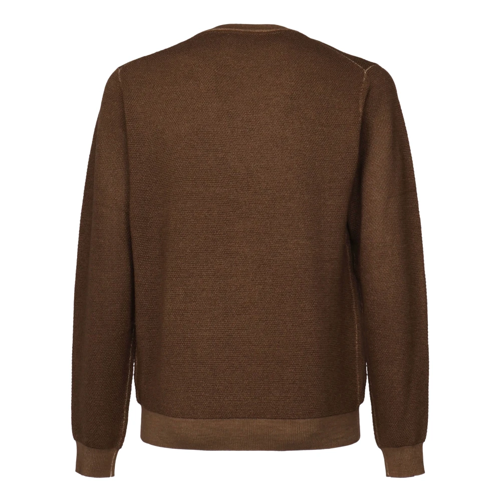 Sun68 Bruine Crew Neck Sweater met Logo Brown Heren