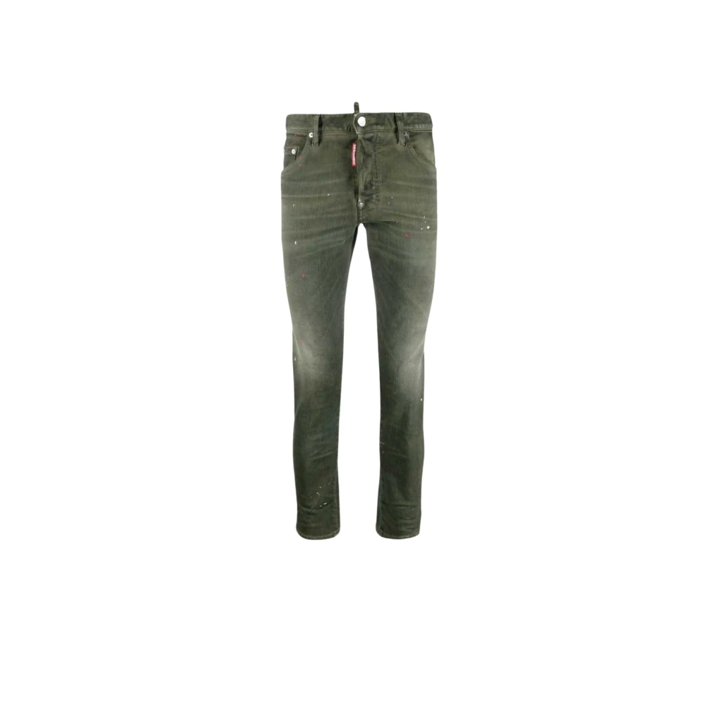 Dsquared2 Skater Jeans met verfspatten Green Heren