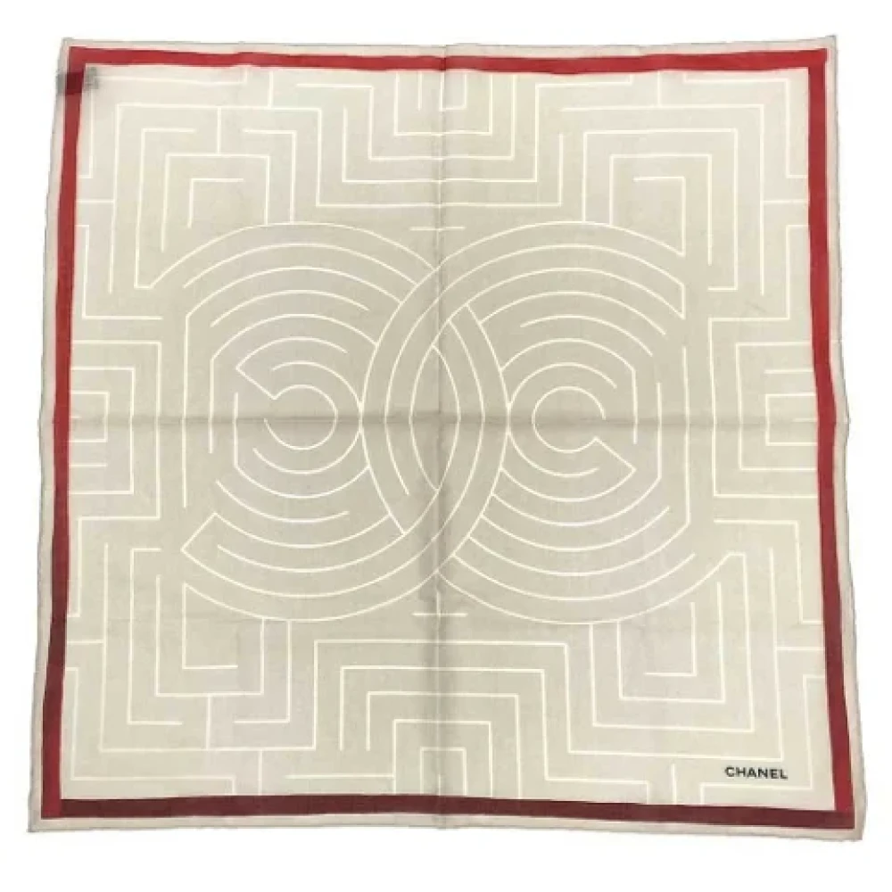 Chanel Vintage Pre-owned Cotton scarves Beige Dames