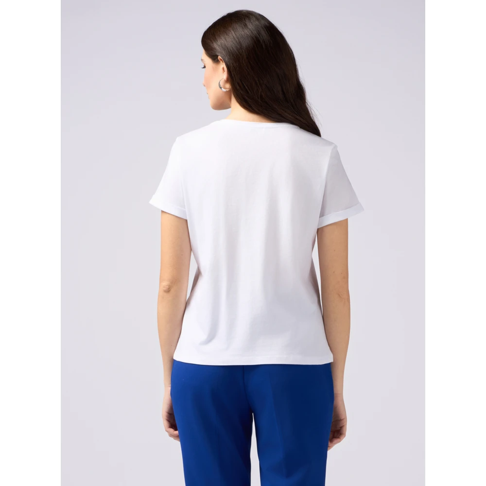 Oltre T-shirt in jersey met sierapplicatie White Dames