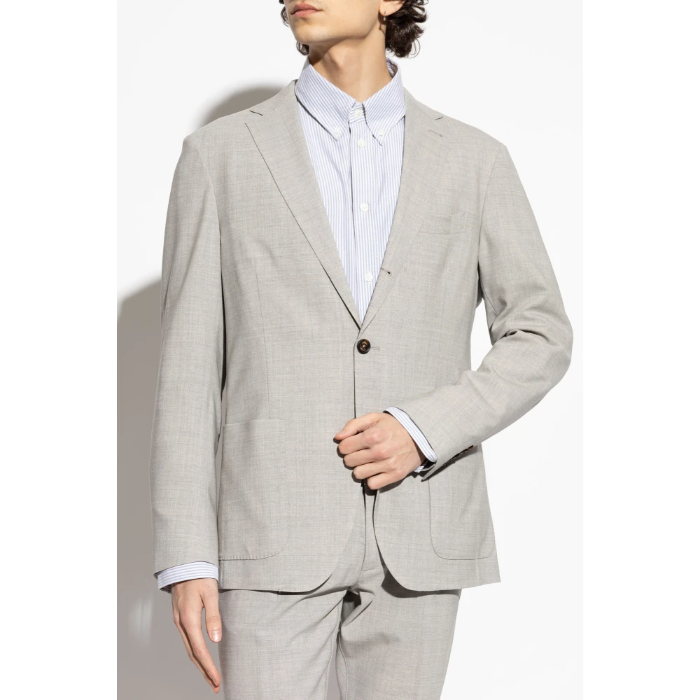 Eleventy Wollen blazer met open revers Gray Heren