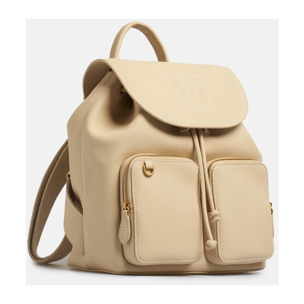 pinko Leren rugzak Beige Dames