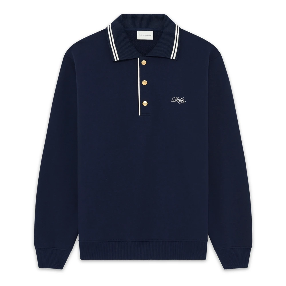 Drole De Monsieur Men's Blue Polo Drôle - Round-Neck Knitwear - M - Knitwear