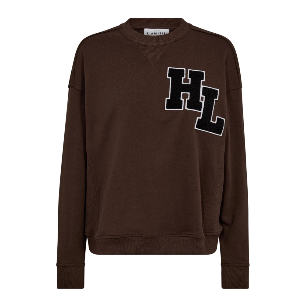 Haute L'amitié Women's Brown Sweatshirts, L, Badge Sweat Mocca - Hl10234