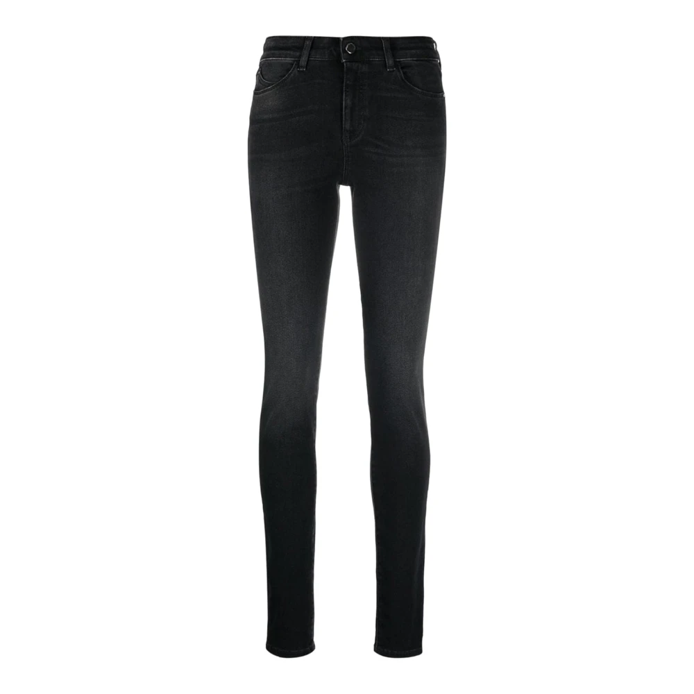 Emporio Armani Slim Fit Zwarte Denim Jeans Black Dames