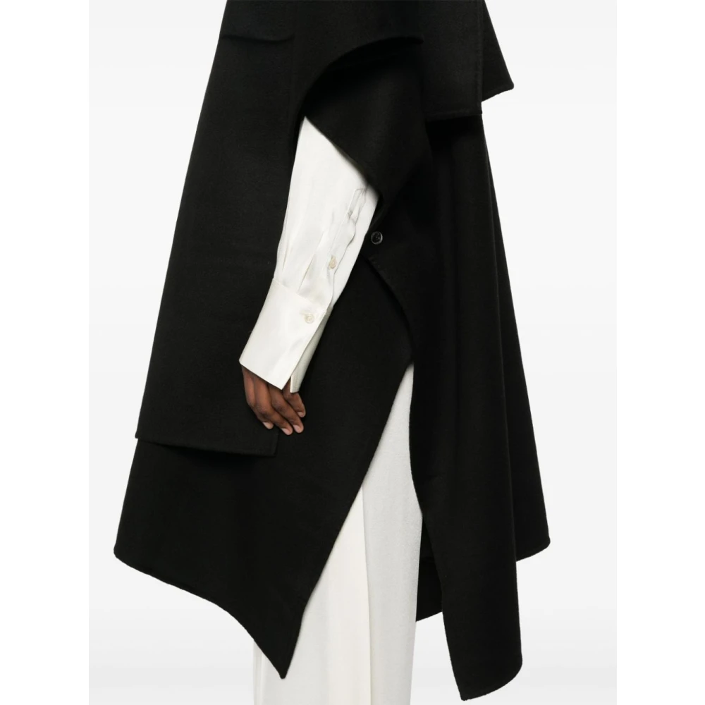 TotêMe Zwarte Oversized Wollen Jas met Afneembare Sjaal Black Dames