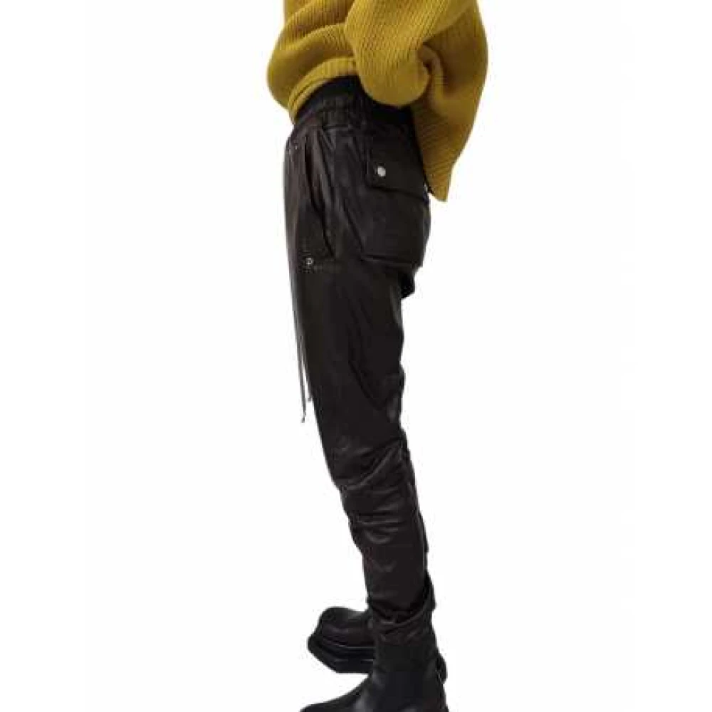Rick Owens Bela Jogger Zwarte Leren Biker Broek Black Dames