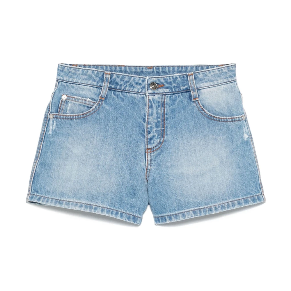 Ermanno Scervino Denim Shorts met Distressed Finish Blue Dames