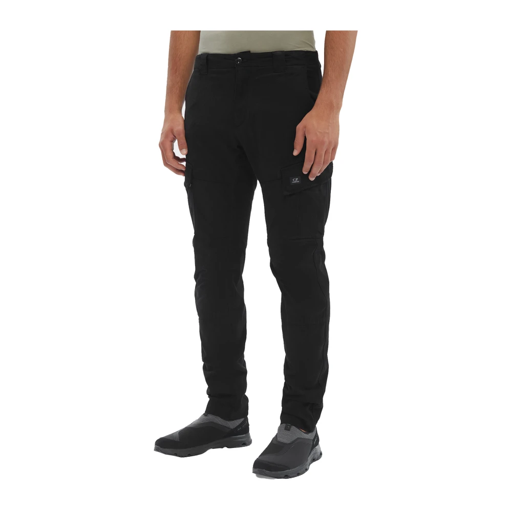 C.P. Company Zwarte cargobroek met ergonomische pasvorm en logo detail Black Heren
